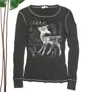 Aeropostale Tops - Bambi Deer Gray Thermal Long Sleeve Top Medium Aeropostale Tops - Bambi Deer Gray Thermal Long Sleeve Top Medium